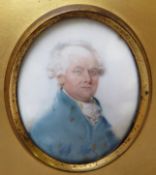 (XIX). Oval portrait miniature of ivory of Major G.W.Shewell in a light blue jacket, unsigned,