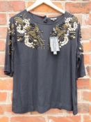 A NEW WITH TAGS BLACK EMBELLISHED BIBA TOP, size 14
