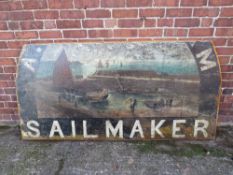 A LARGE VINTAGE WOODEN HANDPAINTED 'SAILMAKER' SIGN A/F, the remaining part of the sign depicting
