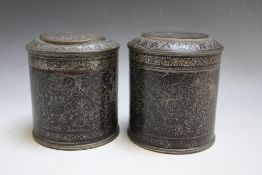 A PAIR OF MIDDLE EASTERN STYLE CLOISSONE TEA CADDIES, A/F, H 13 cm