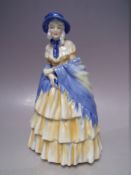 A ROYAL DOULTON FIGURINE 'A VICTORIAN LADY' HN 728, rare colourway, painted and printed marks to