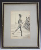 C.M. DIXON. Military study of an officer before his marching troops, signed and dated 1893 lower