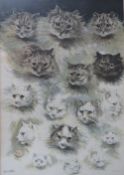 LOUIS WAIN (1860-1939). A coloured antique print 'Sketches of The Cat Show at The Crystal Palace',