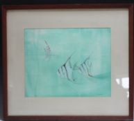 SIMMONS (XX). Study of three angel fish, signed lower right, watercolour, framed and glazed, 40 x 50