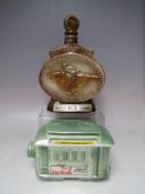 TWO VINTAGE CERAMIC BEAM 100 MONTHS OLD KENTUCKY STRAIGHT BOURBON WHISKY DECANTERS, comprising