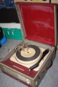 A VINTAGE PORTABLE RECORD PLAYER