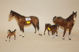 THREE BESWICK HORSES - ONE A/F, TOGETHER WITH A FOAL