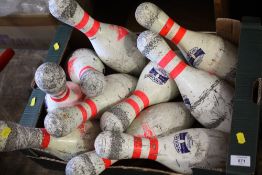 A SET OF 10 PIN BOWLING PINS