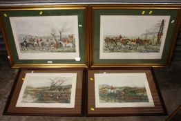 A PAIR OF GILT FRAMED 'THE PYTCHLEY HUNT' HUNTING SCENE PRINTS ENTITLED 'THE APPOINTMENT' AND 'THE