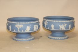 A PAIR OF WEDGWOOD JASPERWARE IMPERIAL FOOTED BOWLS