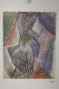 A FRAMED AND GLAZED LIMITED EDITION PICASSO ABSTRACT FIGURE STUDY PRINT 150/200 WITH BLIND STAMP