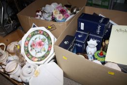 THREE TRAYS OF ASSORTED CERAMICS TO INCLUDE BOXED AYNSLEY EXAMPLES