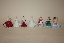 A COLLECTION OF MINIATURE ROYAL DOULTON LADY FIGURES TO INCLUDE ANNABEL, NOELLE ETC. (7)