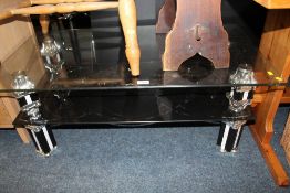 A MODERN GLASS TWO TIER COFFEE TABLE L-110 CM
