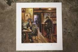 AN ORIGINAL SIGNED LIMITED EDITION MICK CAWSTON PRINT ENTITLED DARK DEEDS 480/500 - UNFRAMED
