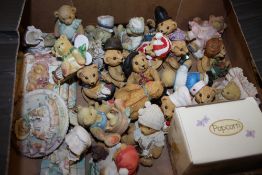 THREE SMALL TRAYS OF CHERISHED TEDDIES FIGURES ETC.