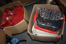 TWO TRAYS OF LADIES HANDBAGS ETC.