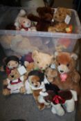 A LARGE BOX OF SOFT TOYS AND TEDDY BEARS