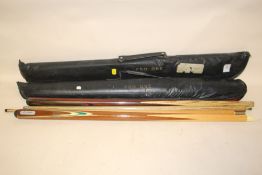 TWO CASED SNOOKER CUES