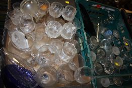 TWO TRAYS OF GLASSWARE TO INCLUDE STEWART CRYSTAL DRINKING GLASSES (PLASTIC TRAYS NOT INCLUDED)