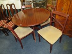 A REPRODUCTION MAHOGANY CIRCULAR PEDESTAL TABLE AND 4 CHAIRS