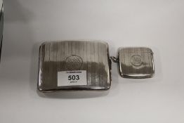A HALLMARKED SILVER MATCHING VESTA CASE AND CIGARETTE CASE