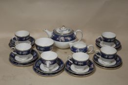 A WEDGWOOD BLUE CYAN SIX PERSON TEA SET