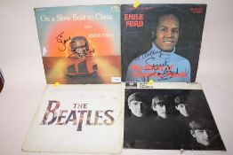 TWO SIGNED EMILE FORD LP RECORDS, TOGETHER WITH TWO THE BEATLES LP RECORDS TO INCLUDE WITH THE