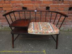 AN ERCOL STYLE SPINDLEBACK HALL TELEPHONE SEAT W-104 CM