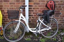 A WHITE BUSETTO BICYCLE WITH CHILD SEAT A/F