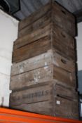 FOUR VINTAGE WOODEN CRATES