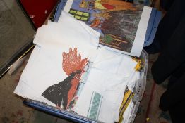 A BOX OF ASSORTED LINEN