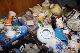 THREE BOXES OF ASSORTED CERAMICS TO INCLUDE EMMA BRIDGEWATER, MASONS ETC.