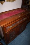 AN EDWARDIAN CARVED MAHOGANY SECRETAIRE CABINET H-106 W-122 CM
