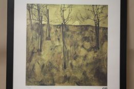 A FRAMED AND GLAZED LIMITED EDITION EGON SCHIELE ABSTRACT PRINT OF TREES 53/200 WITH CERTIFICATE AND