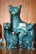 THREE POOLE POTTERY CAR FIGURES, TALLEST 28.5 CM