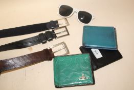 THREE GENTS LEATHER WALLETS TO INCLUDE A PAUL SMITH EXAMPLE TOGETHER WITH A HUGO BOSS BELT, TWO