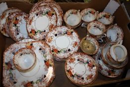 A TRAY OF VINTAGE DORIC CHINA TO INCLUDE TRIOS