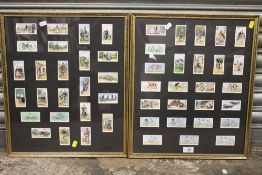 A PAIR OF FRAMED AND GLAZED CYCLING INTEREST CIGARETTE CARD SETS