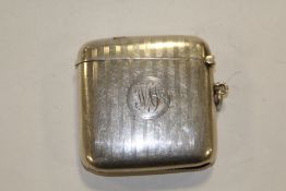 A HALLMARKED SILVER VESTA CASE WITH MONOGRAMMED DETAIL APPROX WEIGHT - 42.3G