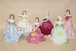 SIX COALPORT LADY FIGURES TO INCLUDE PAMELA, COLLINGWOOD COLLECTION MARY, AMANDA, ETC.
