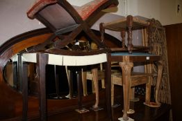 A SELECTION OF FIVE ASSORTED STOOLS INCLUDING A PINE EXAMPLE