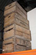FOUR VINTAGE WOODEN CRATES