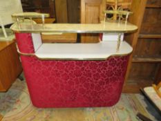 A RETRO FUNKY SHAPED BAR WITH VELVET PATTERNED CARPET EFFECT DECORATION H-110 W-120CM