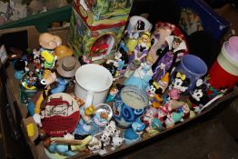A COLLECTION OF DISNEY RELATED FIGURES AND COLLECTABLES TO INCLUDE CERAMIC EXAMPLES