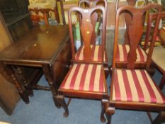 AN OAK DROPLEAF TABLE AND 4 EARLY 20TH CENTURY CHAIRS