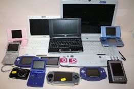 A BOX OF ELECTRICALS TO INCLUDE A SONY PSP, GAMEBOY ADVANCE, LAPTOPS ETC A/F