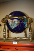 A LARGE MODERN GEMSTONE GLOBE, OVERALL H 41 CM