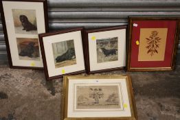 THREE MAUD EARL PRINTS OF DOGS TOGETHER WITH AN ENGRAVING ENTITLED 'ME AND MY WIFE AND DAUGHTER' AND