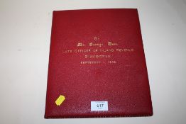 AN ANTIQUE HAND PAINTED RETIREMENT LETTER ADDRESSED TO MR GEORGE DORE LATE OFFICER OF INLAND REVENUE